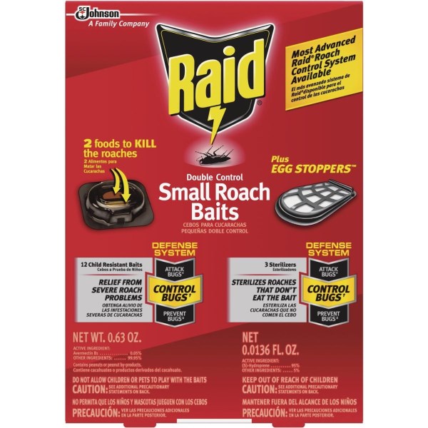 Raid Double Control 0.63 Oz. Solid Roach Bait Station with Egg Stoppers (12-Pack) - Iieemm