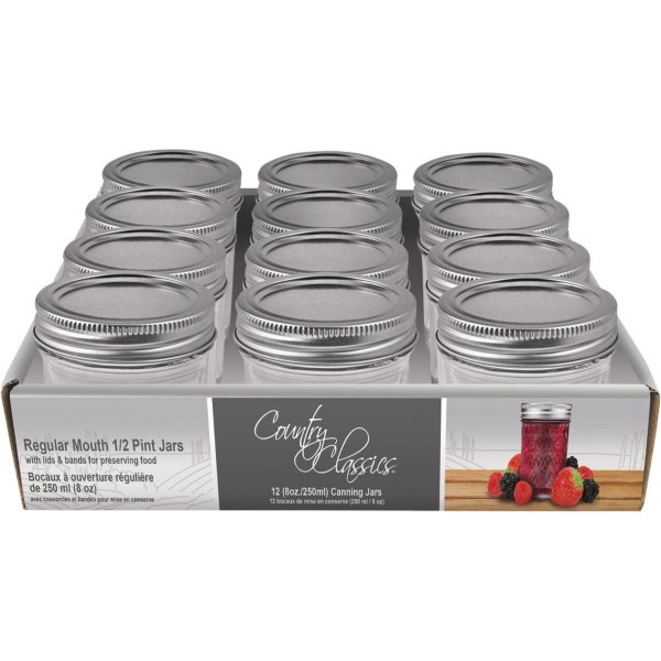 Country Classics 1/2 Pt. Regular Mouth Quilted Jelly Jar (12-Pack) - Iieemm