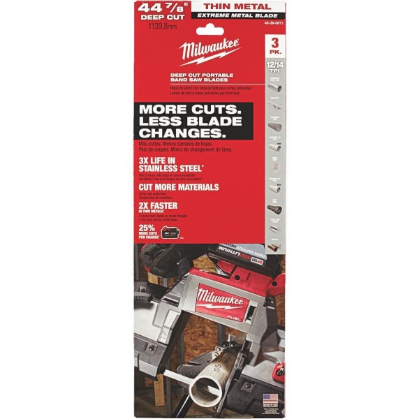 Milwaukee 44-7/8 In. 12/14 TPI Extreme Metal Band Saw Blade (3-Pack) - Iieemm