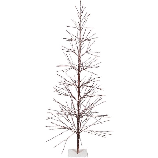 Alpine 71 In. Flocked Brown Christmas Tree with Warm White LED Lights - Iieemm