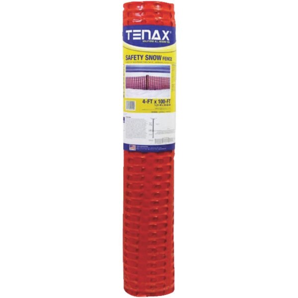 Tenax Saf-T-Sno 4 Ft. H. x 100 Ft. L. Polyethylene Snow Safety Fence, Orange - Iieemm