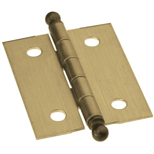 National 1-1/4 In. x 1-1/2 In. Antique Brass Ball Tip Hinge (2-Pack) - Iieemm