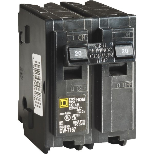 Square D Homeline 20A Double-Pole Standard Trip Circuit Breaker - Iieemm
