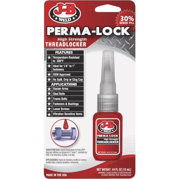 J-B Weld Perma-Lock 0.44 Oz. Red Threadlocker - Iieemm