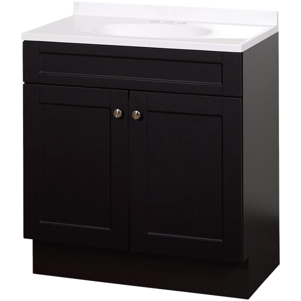 Zenith Zenna Home Espresso 36 In. W x 35 In. H x 18 In. D Shaker Vanity with White Cultured Marble Top - Iieemm