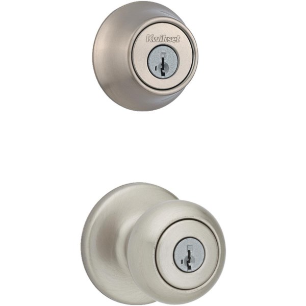 Kwikset Cove Satin Nickel Deadbolt and Door Knob Combo - Iieemm
