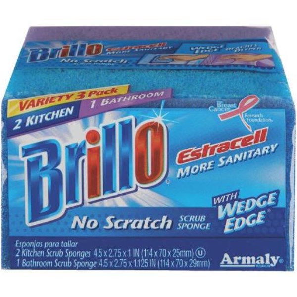 Brillo Estracell No Scratch Kitchen & Bath Scrub Sponge (3 Count) - Iieemm