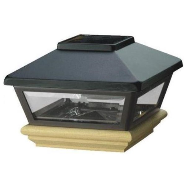 Deckorators 4 In. x 4 In. Black Solar Post Cap with Pine Base - Iieemm
