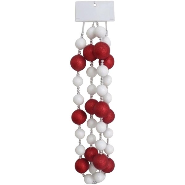 Youngcraft 6 Ft. White & Red Glitter Ball Garland - Iieemm