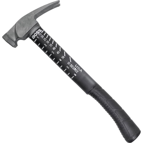 BOSS Hammer 14 Oz. Milled-Face Framing Hammer with Fiberglass Handle - Iieemm