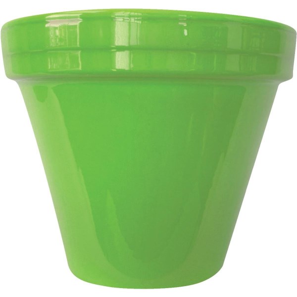 Ceramo Spring Fever 8-1/2 In. H. x 7-1/2 In. Dia. Bright Green Clay Flower Pot - Iieemm