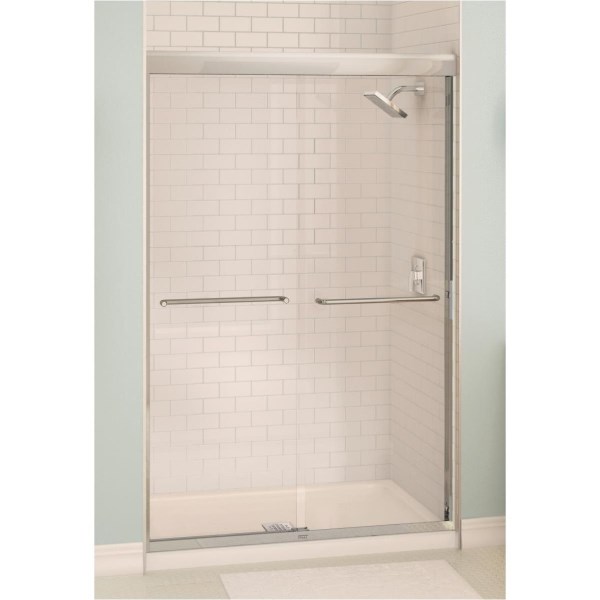 Maax Aura 48 In. W. X 71 In. H. Brushed Nickel Frameless Clear Glass Sliding Shower Door - Iieemm