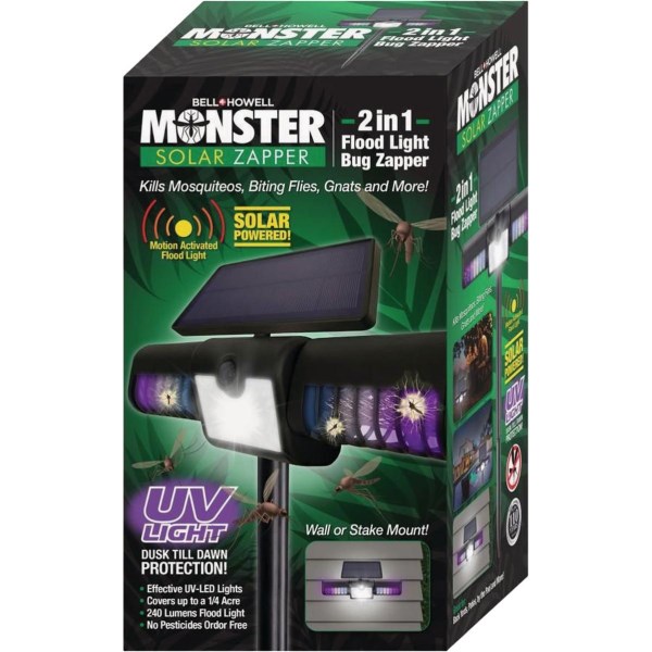 Bell+Howell Monster Solar 2-In-1 Flood Light Bug Zapper - Iieemm
