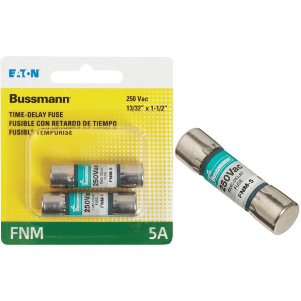 Bussmann 5A Fusetron FNM Cartridge General Purpose Time Delay Cartridge Fuse (2-Pack) - Iieemm