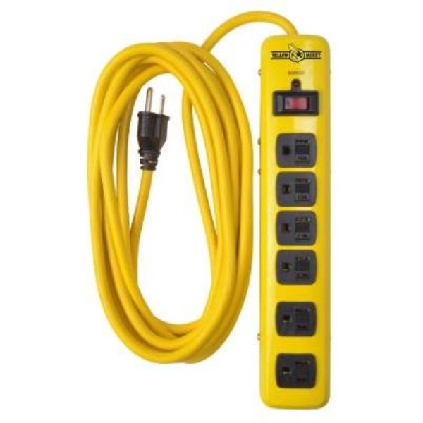 Yellow Jacket 6-Outlet 1440J Hi-Vis Yellow Surge Protector Strip with 15 Ft. Cord - Iieemm
