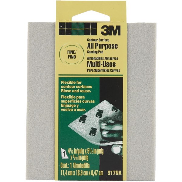 3M Contour Surface All-Purpose 4-1/2 In. x 5-1/2 In. x 3/16 In. Fine Sanding Sponge - Iieemm