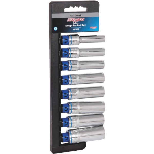 Channellock Metric 1/2 In. Drive 6-Point Deep Socket Set (8-Piece) - Iieemm