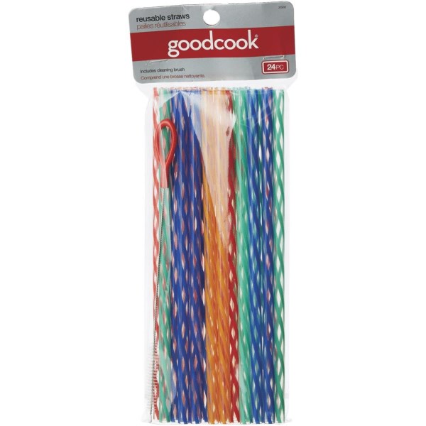 Goodcook 9 In. Plastic Straw with Cleaning Brush (24-Count) - Iieemm