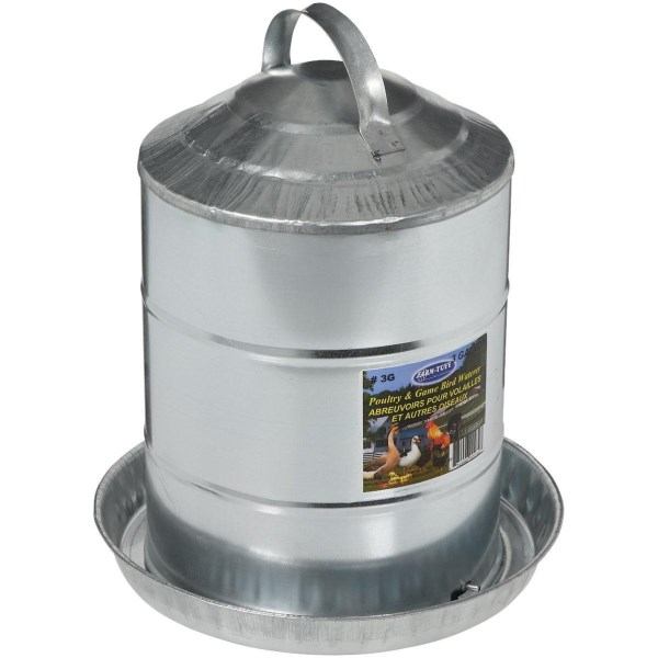 Farm-Tuff 3 Gal. Galvanized Poultry Fountain - Iieemm