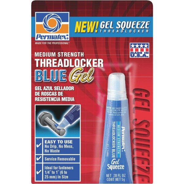 PERMATEX 0.2 Oz. Blue Medium Strength Gel Squeeze Threadlocker - Iieemm