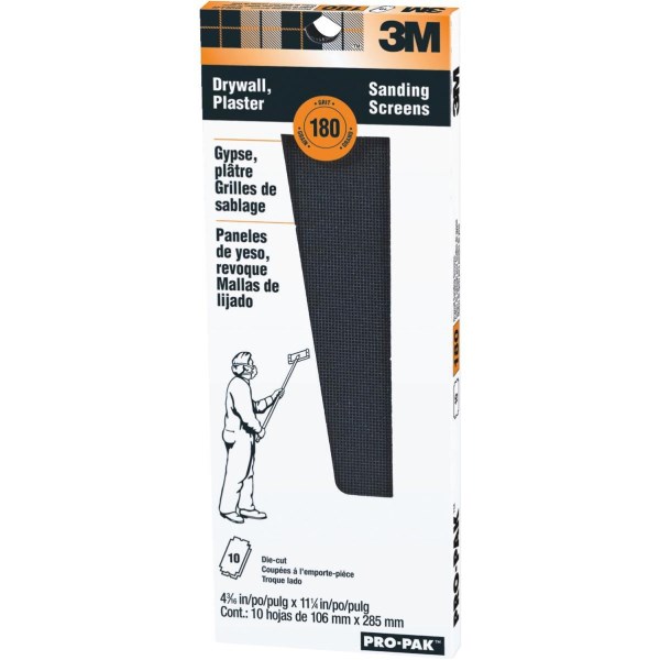 3M ProPak 180 Grit 4-3/16 In. x 11-1/4 In. Precut Drywall Sanding Screen (10 Pack) - Iieemm