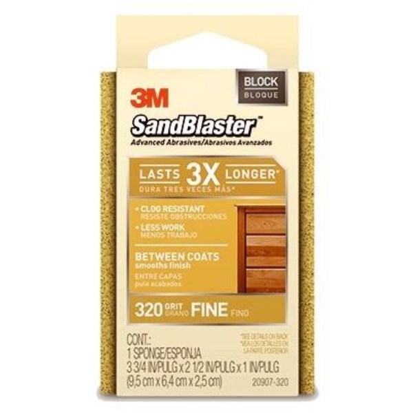 3M SandBlaster Between Coats 2-1/2 In. x 3-3/4 In. x 1 In. 320 Grit Fine Sanding Sponge - Iieemm
