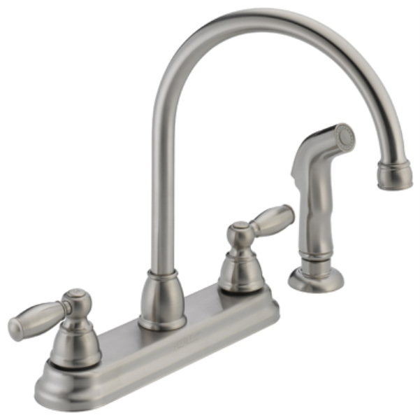 Peerless Dual Handle Lever Kitchen Faucet with Side Spray, Stainless - Iieemm