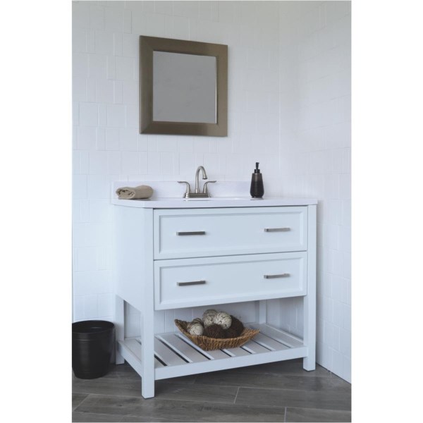 Modular Sorrento White 37 In. W x 22 In. D x 34-1/2 In. H  Vanity with White Cultured Marble Top - Iieemm
