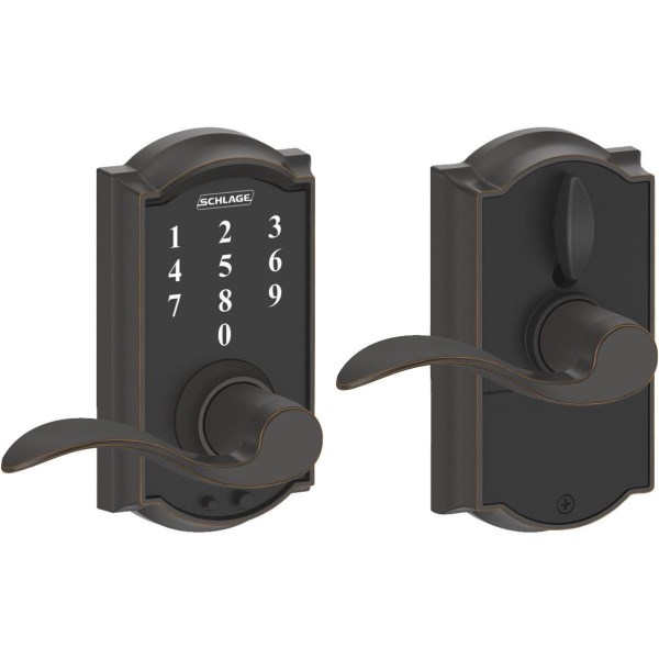 Schlage Camelot Aged Bronze Lever Touch Electronic Entry Lock - Iieemm