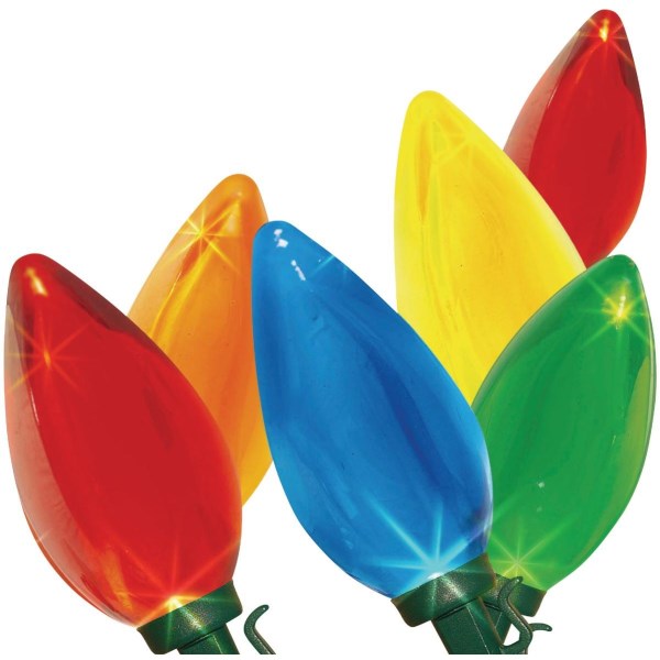 Super Bright Transparent Multi 25-Bulb C9 LED String Light Set with Green Wire - Iieemm