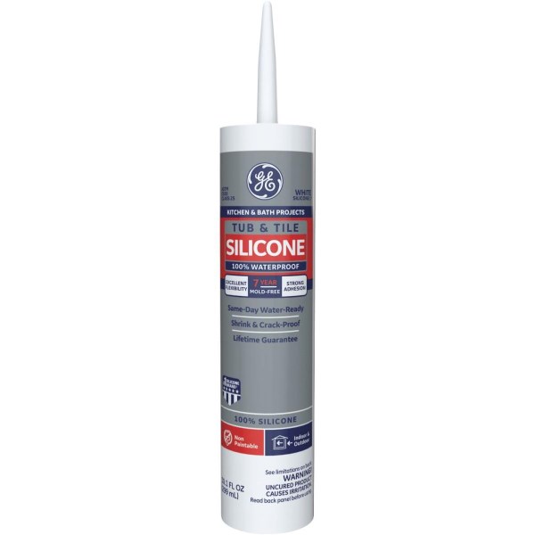 GE Tub & Tile Silicone 1 Sealant, White, 10.1 Oz. - Iieemm