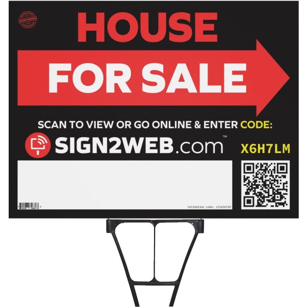 Sign2Web 18 In. x 24 In. Double Sided House For Sale with Arrow Sign - Iieemm
