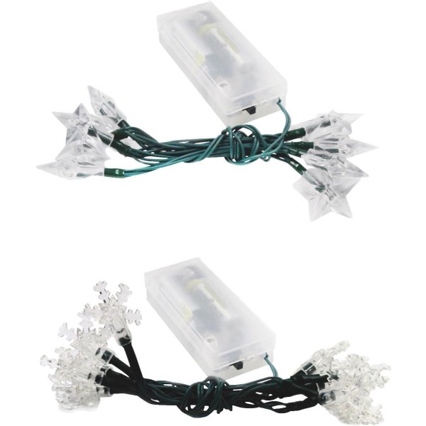 Alpine 10-Bulb LED Star & Snowflake Battery Operated Light Set - Iieemm
