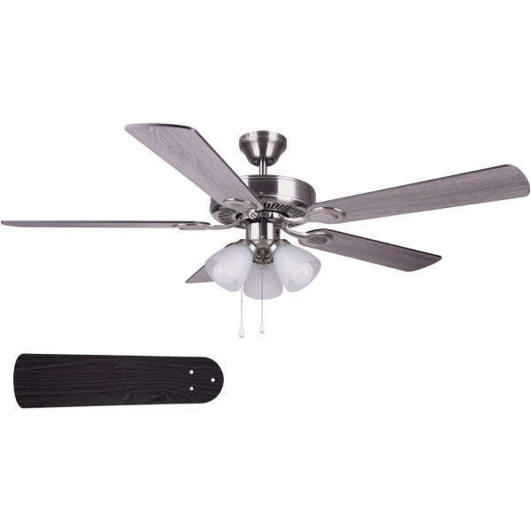 Home Impressions Villa 52 In. Brushed Nickel Ceiling Fan with Light Kit - Iieemm