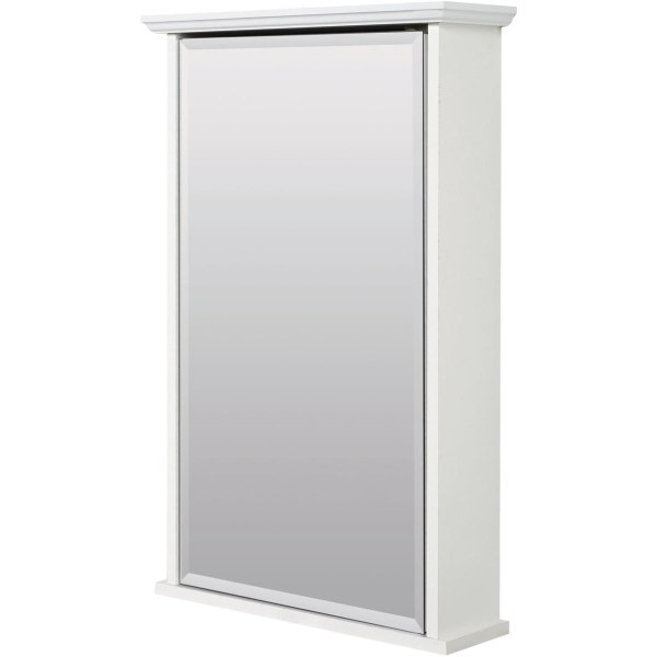 Zenith Zenna Home White 16 In. W. x 25 In. H. x 4.63 In. D. Single Mirror Surface Mount Crown Pediment Medicine Cabinet - Iieemm