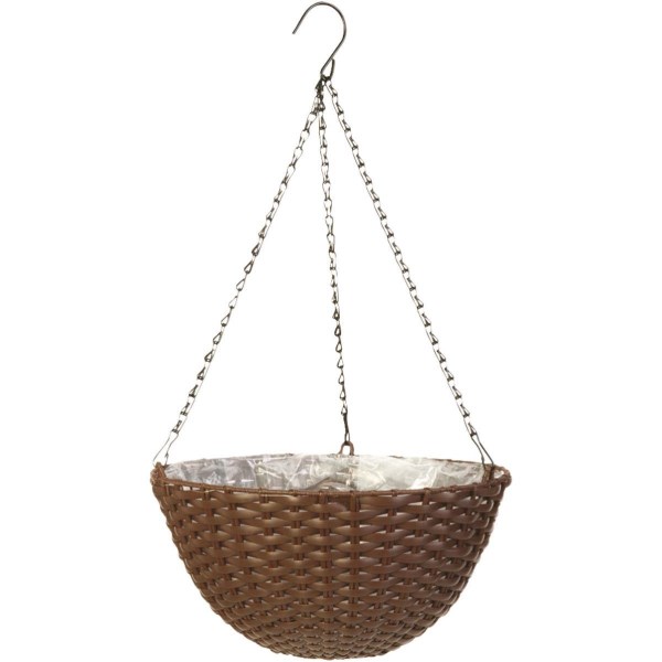 Panacea 14 In. Resin Espresso Brown Hanging Plant Basket - Iieemm