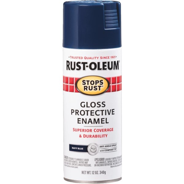Rust-Oleum Stops Rust Navy Blue Gloss 12 Oz. Anti-Rust Spray Paint - Iieemm