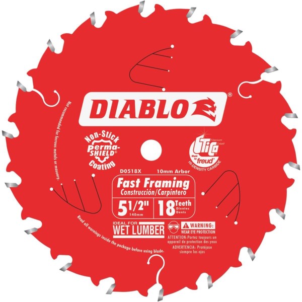 Diablo 5-1/2 In. 18-Tooth Fast Framing Circular Saw Blade with Bushings - Iieemm
