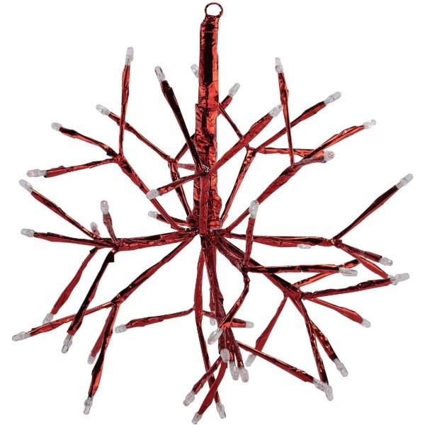 Alpine 10 In. LED 48-Bulb Red Hanging Twig Snowflake Ornament Light Decoration - Iieemm