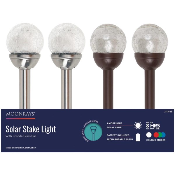 Moonrays 15 In. Crackle Glass Ball Solar Stake Light - Iieemm