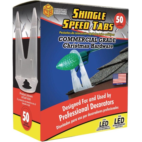 Commercial Christmas Hardware White Clip-On Shingle Speed Tabs (50-Pack) - Iieemm