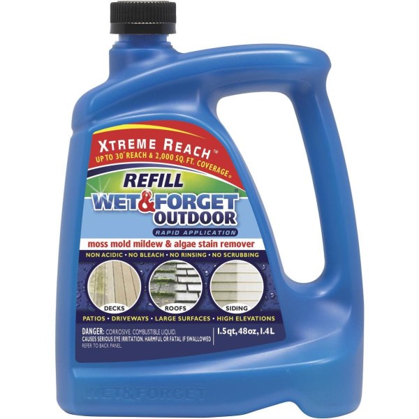 Wet & Forget 48 Oz. Hose End Refill Concentrate Moss, Mold, Mildew, & Algae Stain Remover - Iieemm