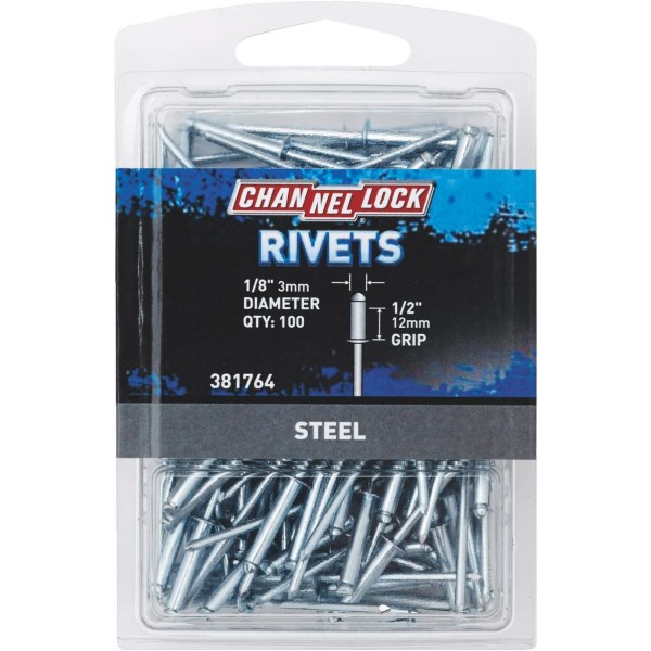 Channellock 1/8 In. Dia. x 1/2 In. Grip Steel POP Rivet (100-Pack) - Iieemm