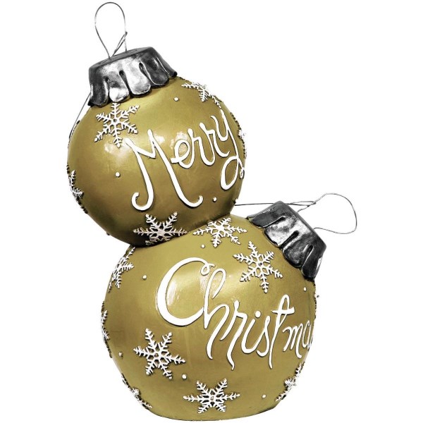 Alpine 30 In. Gold Merry Christmas Stacked Ornaments With LED Lights - Iieemm