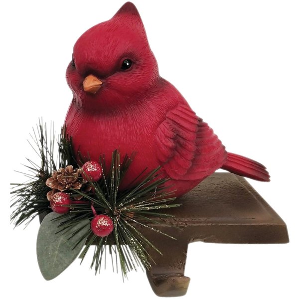1-Stocking Resin Mantle Tail-Down Cardinal Stocking Holder - Iieemm
