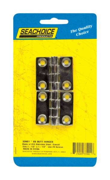 Seachoice 1-1/2 In. Stainless Steel Butt Hinge (2-Pack) - Iieemm