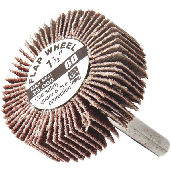 Forney 1-1/2 In. x 1/4 In. 60 Grit Shank Mounted Flap Sanding Wheel - Iieemm