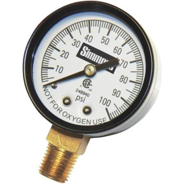 Simmons 1/4 In. MPT Fitting 100 psi Pressure Gauge - Iieemm