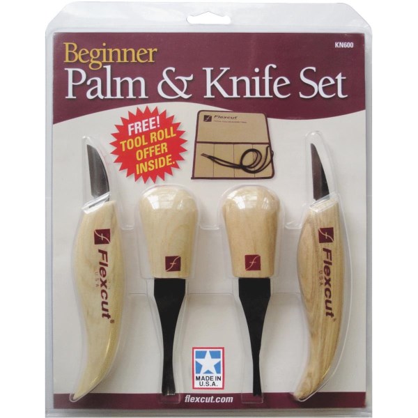 Flex Cut 4-Piece Beginner Palm & Knife Carving Tool Set - Iieemm