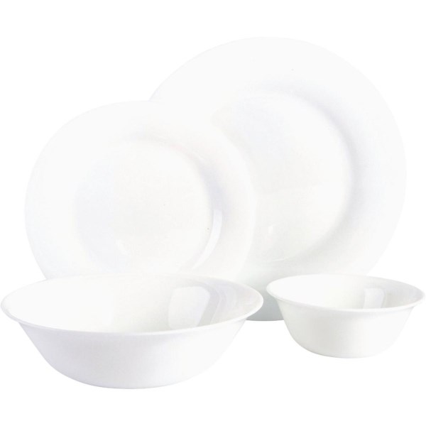 Gibson Ultra White Shadow Opal Glass Dinnerware Set (36-Piece) - Iieemm